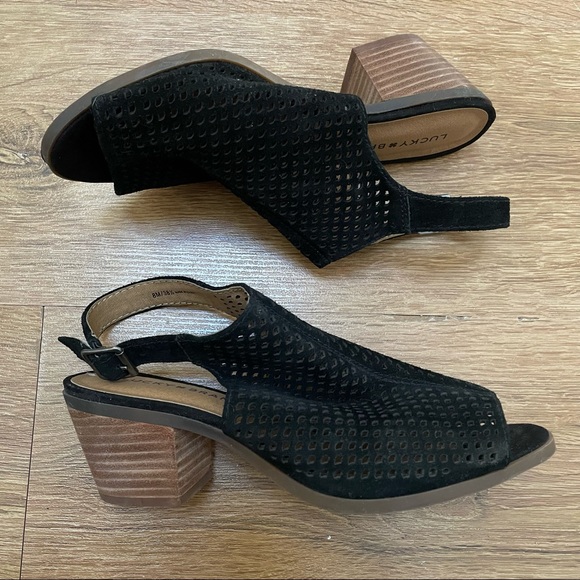 Lucky Brand Shoes - Lucky Brand black suede cutout peep toe